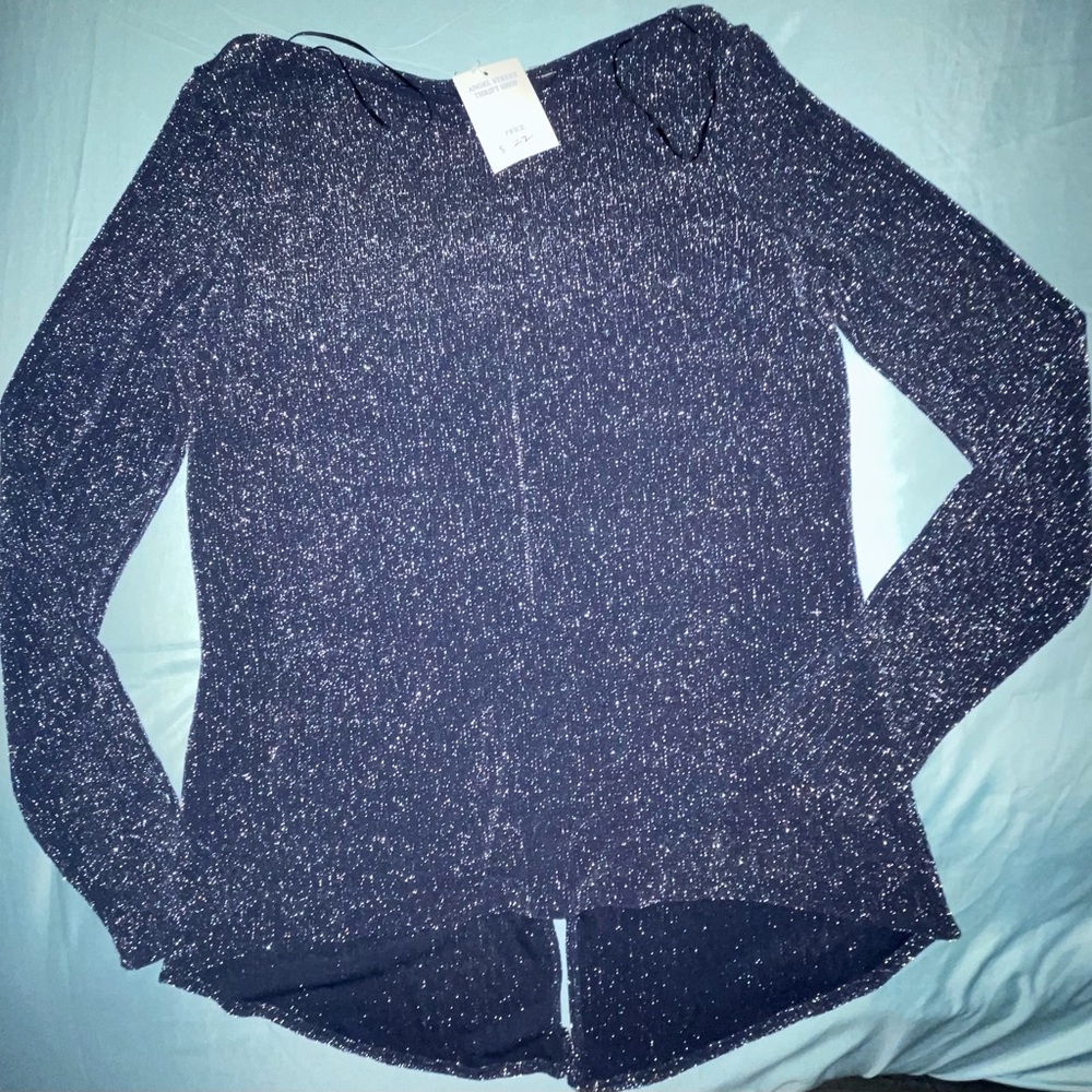 Sparkly Navy Blue Blouse with back zipper Size: L